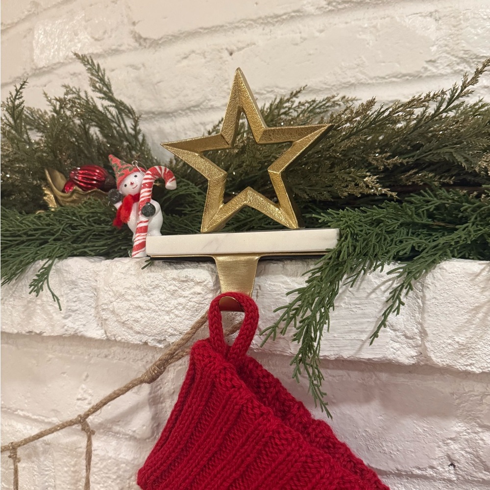 BRASS STAR & MARBLE Stocking Holder set of 2
